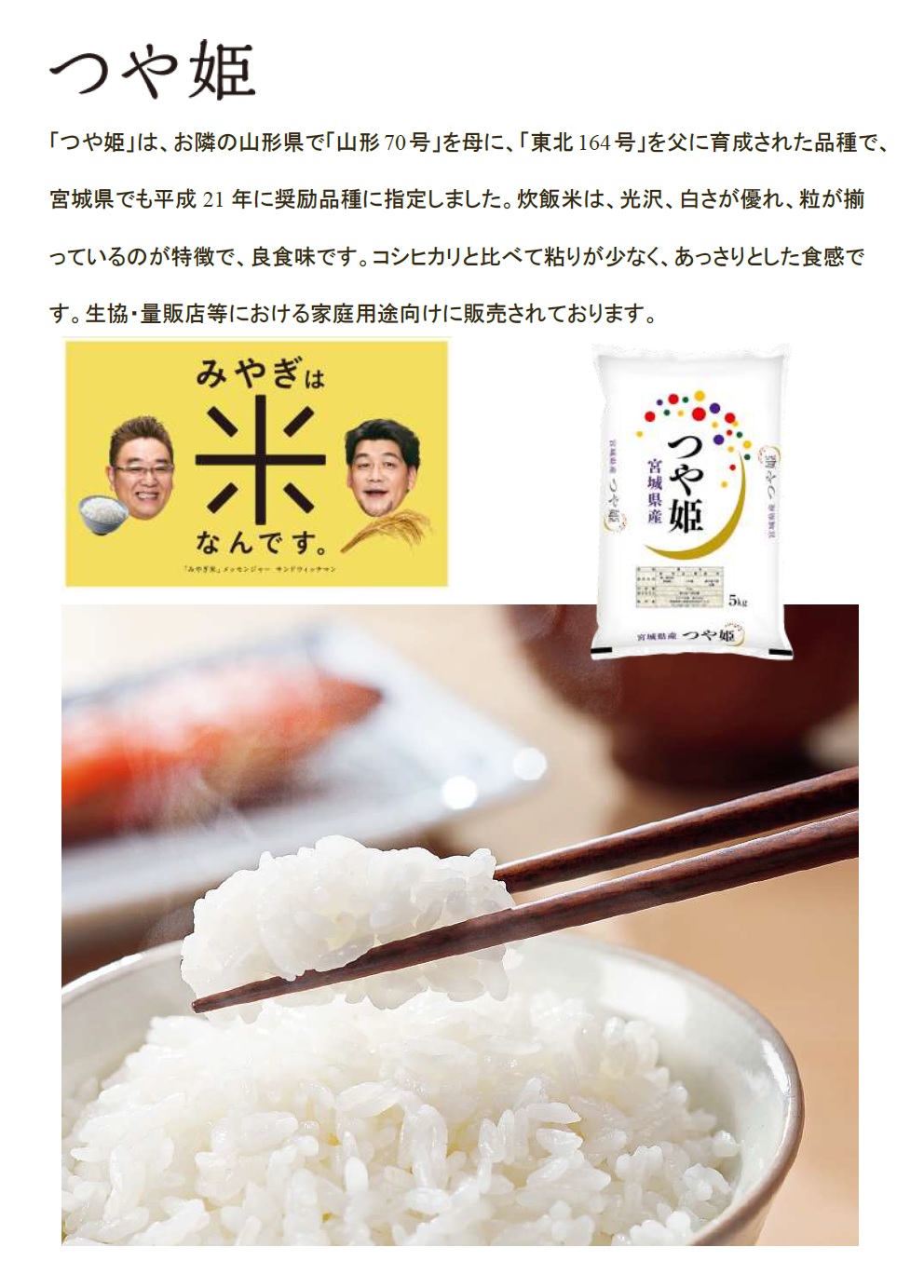 宮城県登米産特別栽培米「つや姫」入荷しました | お米工房こめっと